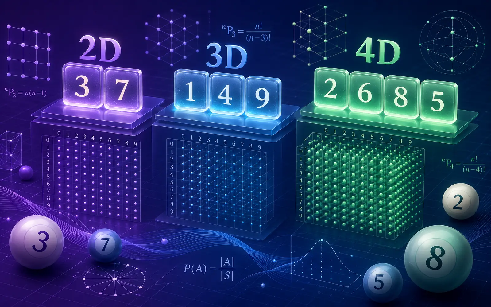 Ilustrasi dua digit dan ruang 100 kemungkinan